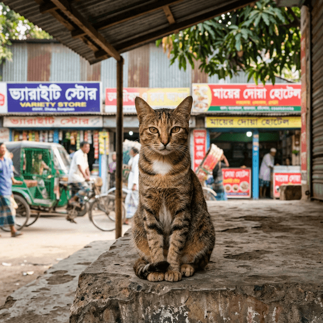 Small native Bangladeshi stray cat