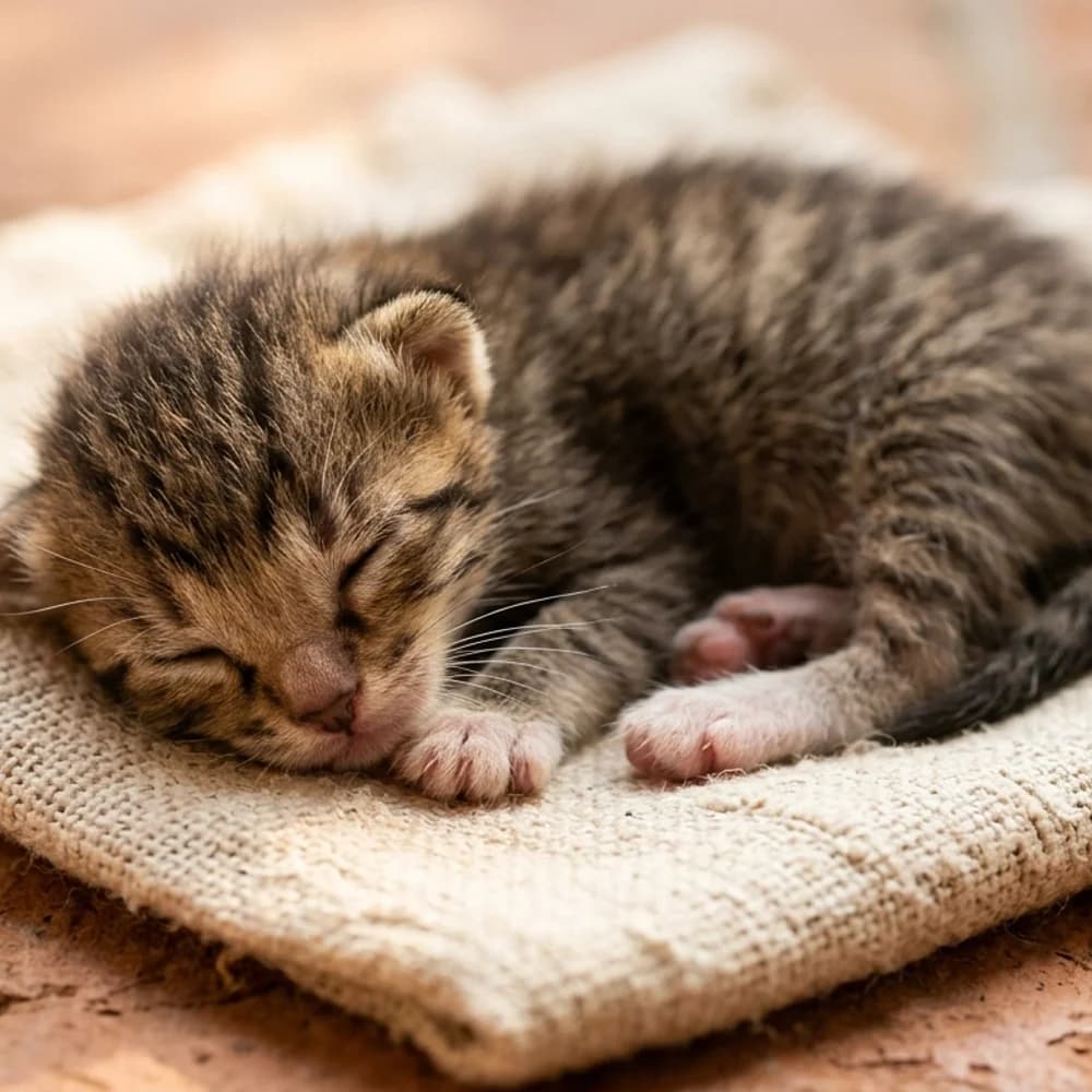 Tiny stray newborn kitten rescued in Dhaka